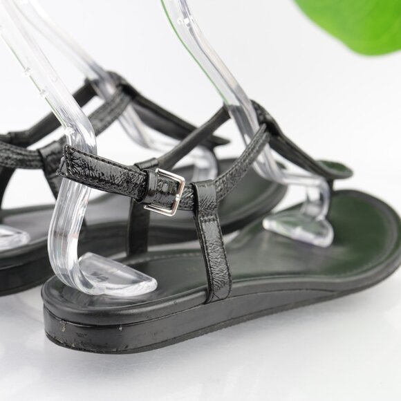 Cole Haan Womens Molly Sandals Size 6 Black Leather Python Thong Slingback Flats - Picture 4 of 13